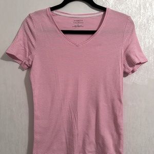 Talbots pink stripe tee